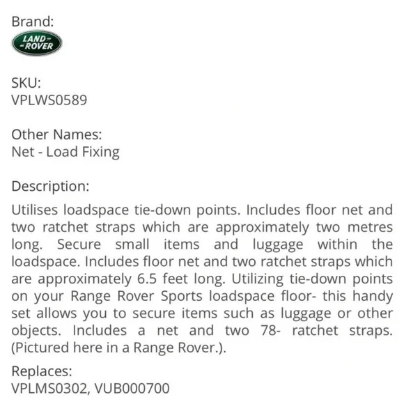 Land Rover Accessory Kit - Cargo Net - Picture 4 of 4